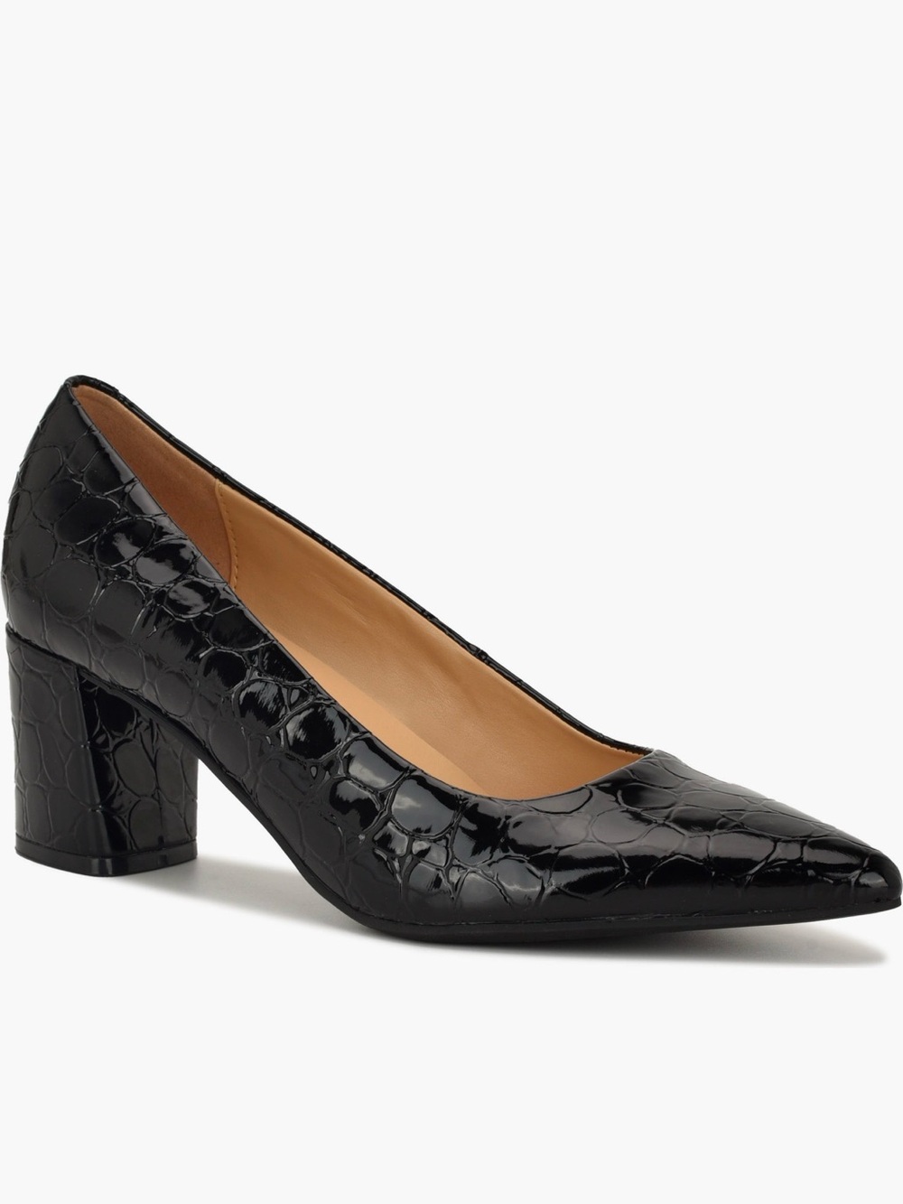 Nine West Kaylen Croc-Embossed Pumps – Black – Women’s Size 7